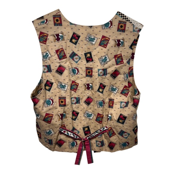 Vtg Handmade Garden Grandmacore Vest Corn Buttons Reversible - Picture 3 of 5